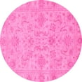 thumbnail image 1 of Ahgly Company Indoor Round Abstract Pink Modern Area Rugs, 6' Round, 1 of 4