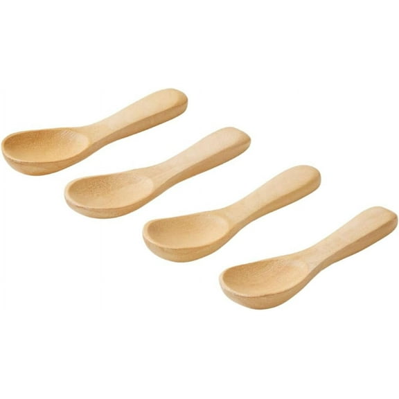 HHJ High Quality Design!Set of 4 Handmade Tiny Wooden Spoons, Mini size 2.3", Condiment Spoons