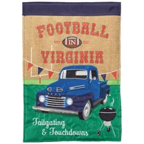 Magnolia Gardens M011619 13 x 18 in. Football In Va Navy & Orange Burlap Garden Flag