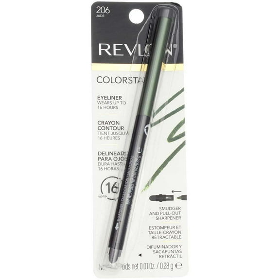 Revlon ColorStay Eyeliner Pencil, Jade [206] 0.01 oz (Pack of 2)