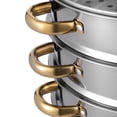 thumbnail image 5 of Wildnix 5-Tier Steamer Cooker, Stainless Steel, 1.32 Gal Bottom Pan, Even Heating, Large Capacity for Family Cooking, Retains Nutrients, Stylish Design, 5 of 6