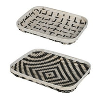 A and B Home A&B Home Organic Elements Geometric Black and White Wash Trays (Set of 2)