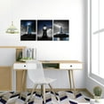 thumbnail image 2 of Lighthouse Wall Art Decor Black and White Nautical Canvas Picture Prints Set Blue Night Seascape Painting for Bathroom Men''s Room Framed 12"x16"x3pcs, 2 of 5