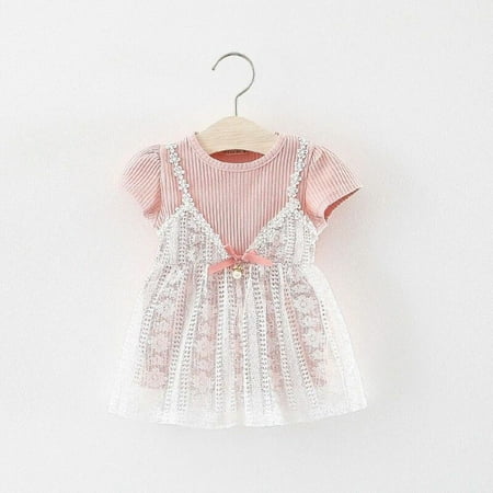 

Dresses for Girls Baby Girl Clothes Newborn Baby Summer Sweet Cute Baby Girl Clothes Fashion Girl Dress Pink L