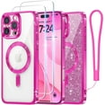 thumbnail image 1 of Meifigno Étui pour iPhone 16 Pro Max 6.9 Pouces, [Carte Pailletée & Bracelet] [Compatible avec MagSafe] [2X Protecteurs d'Écran] Protection d'Objectif Surround Étui 16 ProMax, Titane Désert, Turquoise, 1 of 5