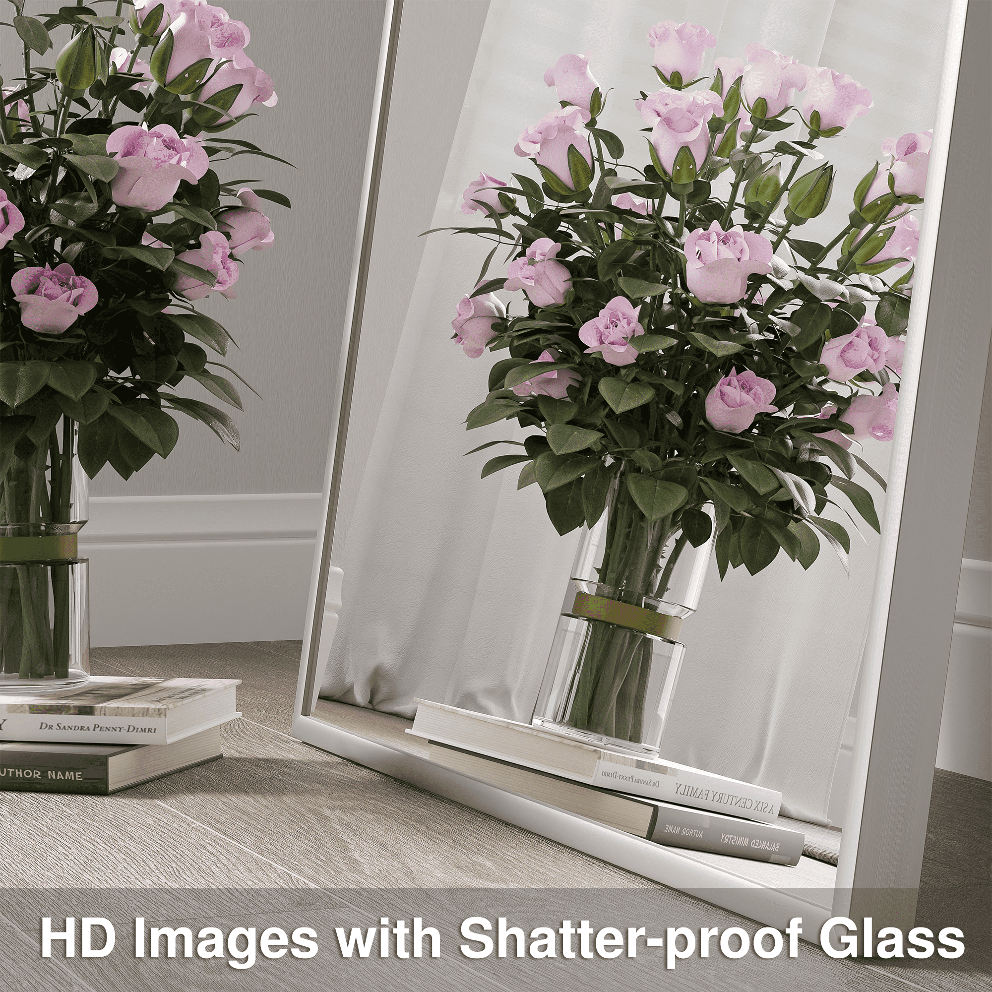 MAYEERTY 51"x31" Aluminum Alloy Thin-Frame Right-Angle Rectangular Full-Length Mirror，No Stand