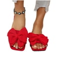thumbnail image 6 of Agkizg Womens Indoor Outdoor Slides, Beach Walking Sandals, Squares Toe Flat Slide Sandals Bow Decorative Casual Indoor Outdoor Summer Daily Slippers, 6 of 7