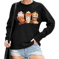 thumbnail image 2 of Halloween Sweatshirt for Women Hoodless Sweatshirt Fall Sweatshirt for Women Fashion Seasonal Autumn Pumpkin Loose Pullover Long Sleeve Tee Black XXL, 2 of 4