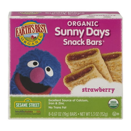 Earth's Best Organic Strawberry Toddler Snack Bars Sesame Street Sunny Days - 7ct