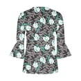 thumbnail image 4 of Sakmal Womens Tops Under $10 3/4 Sleeve Pleated Button Graphic V-Neck Tunic Womens Shirts Under $5, 4 of 5