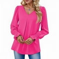 thumbnail image 4 of Weardear Women's Long Sleeve V Neck Dress Chiffon Tops Tee Casual Shirts Loose Elegant Work Blouse Spring Fall, 4 of 6