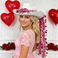 thumbnail image 2 of BRICH Cowboy Hat Heart Pattern Western Hat Travel Casual Wear Hats Fashion Denims Hats for Daily Fashion Statements 03-White One Size, 2 of 4