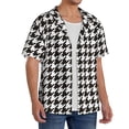 thumbnail image 2 of Balery Houndstooth Black And White Camisa Casual de Manga Corta con Botones para Hombre, Texturizada, Estilo Cubano, para Playa, Verano-XX-Large, 2 of 5