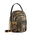 thumbnail image 2 of Leather Handbag Crossbody Bag A Regal Tabby Cat, 2 of 7