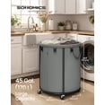 thumbnail image 2 of SONGMICS Laundry Basket with Wheels, Rolling Laundry Hamper with Steel Frame, Removable Liner Bag, 45 Gallon (170 L), Slate Gray, 2 of 6