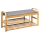 thumbnail image 1 of Costway Banco zapatero de bambú con 3 repisas y asiento acolchado, para dormitorio salón pasillo, aguanta hasta 150 kg, 1 of 5