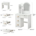thumbnail image 6 of Wliqien Makeup Vanity Desk with LED Lighted Mirror, Vanity Table with 4 Drawers and Opening Shelves, Bedroom Dressing Table with Stool, 6 of 7