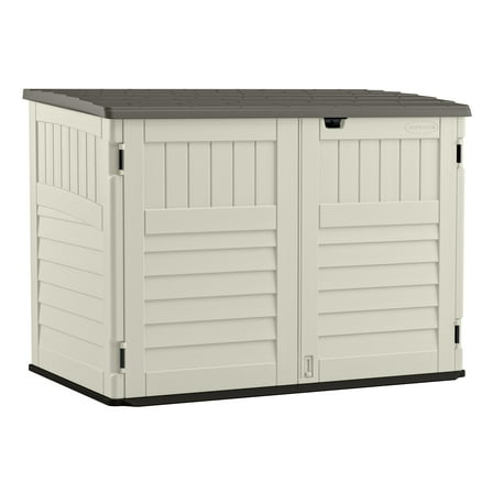 Suncast 70 cu. ft. Stow Away All-Weather Resin Horizontal Outdoor Storage Shed, Vanilla