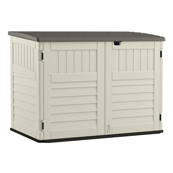 Suncast 70 cu. ft. Stow Away All-Weather Resin Horizontal Outdoor Storage Shed, Vanilla