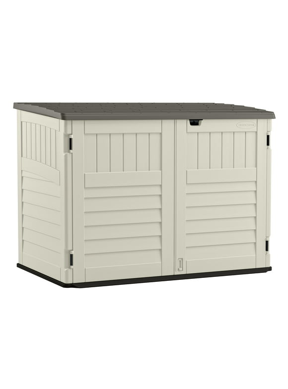 Suncast Plastic Storage Shed, Off-White and Gray, 44.25 in D x 52 in H x 70.5 in W