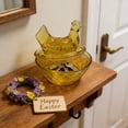thumbnail image 7 of Glass Hen on Nest Candy Dish with Lid, Large Pedestal Chicken Glass Candy Bowl, Vintage Decorative Glass Jar for Snacks, Desserts, Cookies, Kitchen Home Office Tabletop Decor (Yellow), 7 of 7
