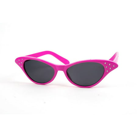 POP Fashionwear Vintage Style Cat Eye Retro Sunglasses P1009 Pink Black Lens
