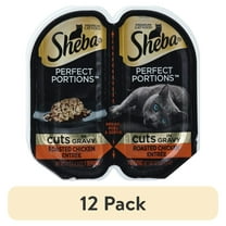 (12 pack) Sheba Wet Cat Food Cuts in Gravy Roasted Chicken Entree, 2.6 oz Perfect Portions Twin-Pack Tray