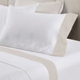 thumbnail image 3 of Melange Home Belgian Flax Linen Collection Border Linen Sheet Set - 2 Color Queen - Natural, 3 of 5