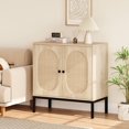 thumbnail image 1 of Cherish Rattan Storage Cabinet with Adjustable Shelves, Small Wood Console Cabinet with 2-Tier Light color, 1 of 10
