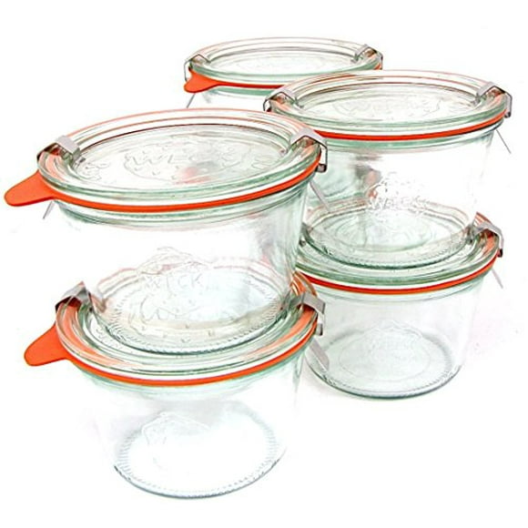 Weck 741 - 0.25 Liter Mold Jars with Lids - 6 Rings and 12 Clamps