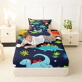 thumbnail image 4 of Feelyou Jungle Dino Twin Sheet Sets for Kids Boys Girls, Tropical Wildlife Bedding, Navy, 3 Pieces, 4 of 5