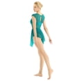 thumbnail image 3 of Xnihocha Women Girls Sheer Mesh Ballet Leotard Modern Lyrical Dance Costume Performance Dancewear Teal Medium, 3 of 7