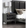 thumbnail image 5 of Modern Gray Bedroom Furniture - 2 Drawer Nightstand With Faux Leather, Silver Accent Leather Drawers, Birch Veneer Wood Construction, 5 of 5