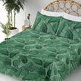 thumbnail image 3 of Ambesonne Leaves Greenery Fitted & Flat Sheet with Sham 3 Pcs Set, Botany Gaultheria, Twin XL, Fern Green Forest Green, 3 of 5