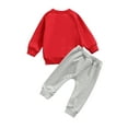 thumbnail image 3 of Douhoow Kid Boys Girls Christmas Clothes Set Red Santa Claus Pullover Long Trousers, 3 of 9
