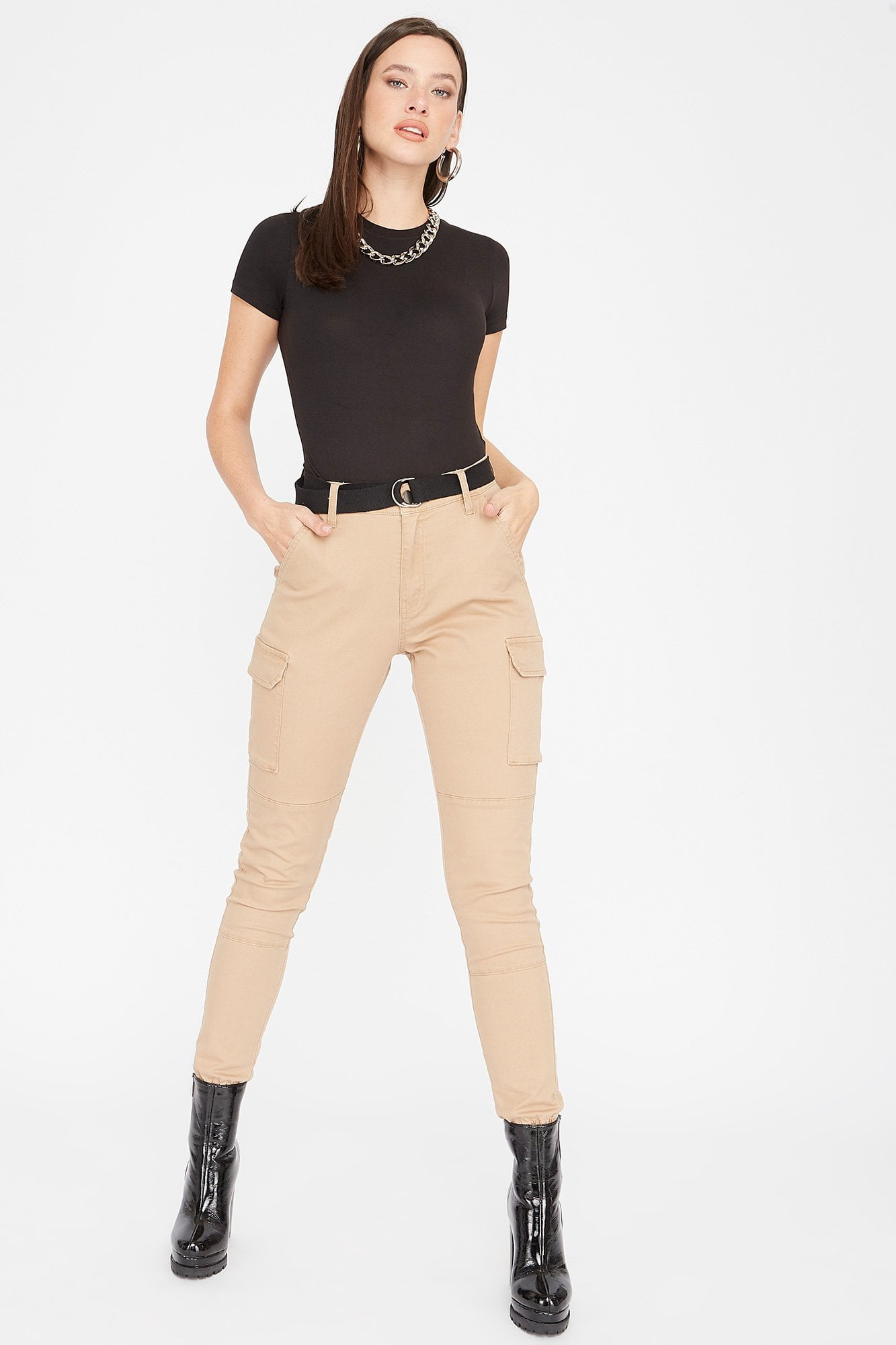 Urban Women's HighRise DRing Belted Skinny Cargo Pant