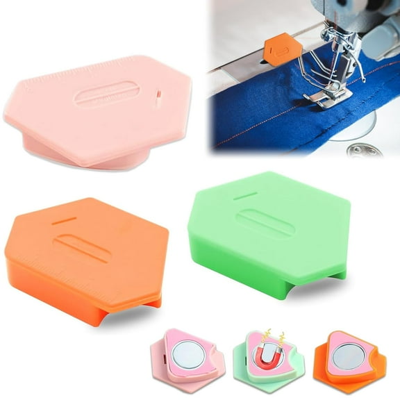 Magnetic Seam Guide for Sewing Machine,Magnetic Seam Guide Multifunctional Polygonal Hemmer Guide with Scale, Universal Sewing Machine Accessories,Magnetic Sewing Guide 3Pcs (3)