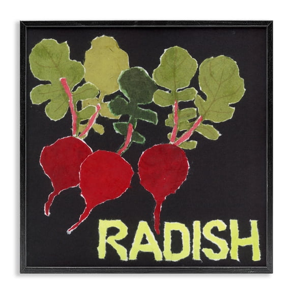 Stupell Industries Collaged Radish Vegetables Black Framed Giclee Art, design by Nancy Overton