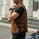 thumbnail image 4 of Chaleco de cuero para hombre Primavera y otoño Tendencia de moda Chaleco de chaqueta de un solo pecho Chaleco para hombre, 4 of 6