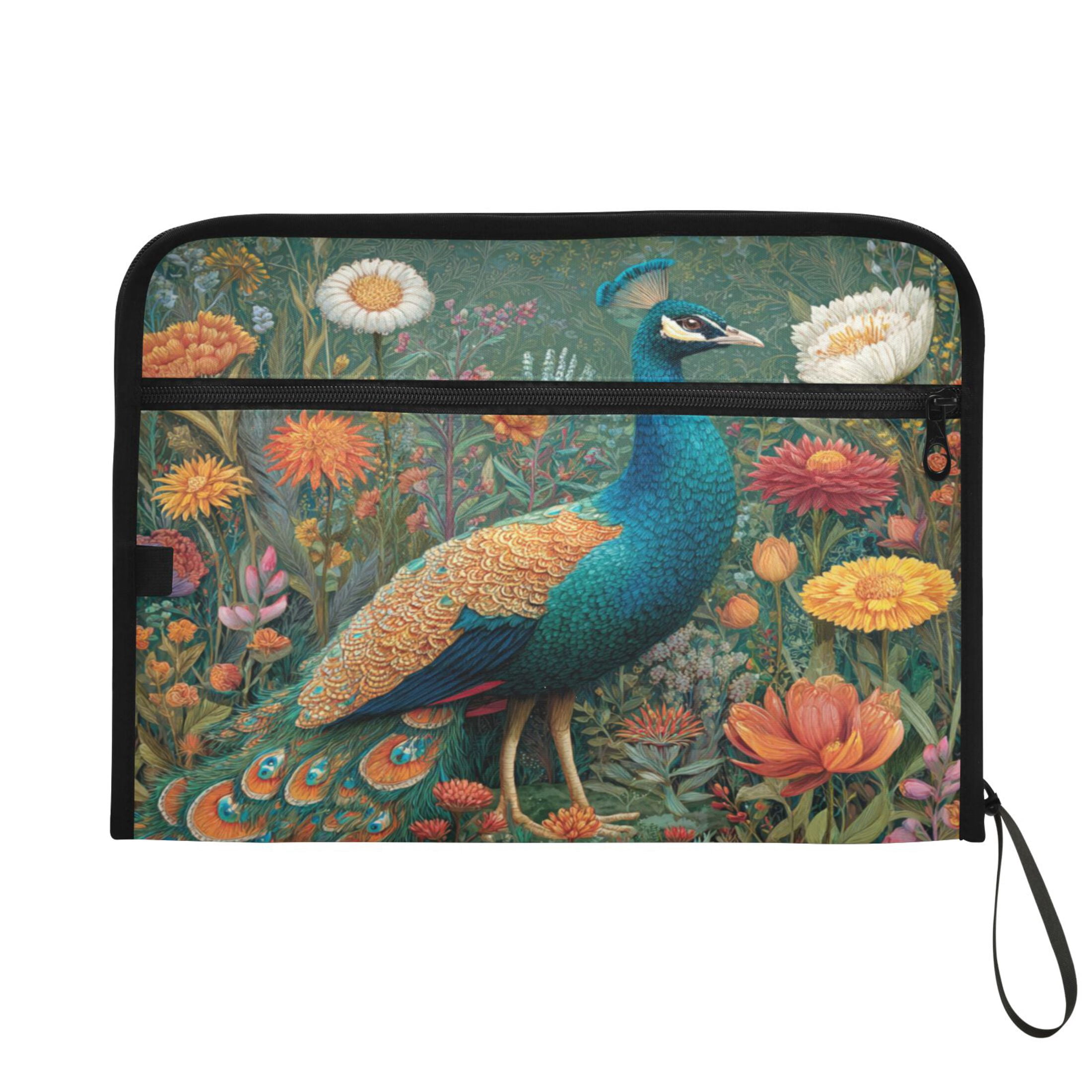 WOBOGO Peacock Expanding File Folder Letter Size Accordion Filing Organizer 13 Pocket Separate Organ Pocket