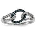 thumbnail image 1 of Sterling Silver White & Blue Diamond Ring Size 7, 1 of 3
