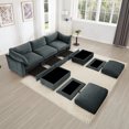 thumbnail image 4 of Miekor U Shape 3 Seater Deep Seat Sofa Couch with Ottomans,3-Seat Sofa with 2 Movable Ottomans, Oversized Modular Sectional Sofa with Storage Pull out Drawer Under Each Seat,Chenille Gary MK2638, 4 of 11