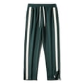 thumbnail image 2 of CLOISE Pants for Men with Pockets Drawstring Mid Waist Straight Leg Long Pants Elastic Waist Color Block Baggy Travel Vacation Outfits Green XS, 2 of 6