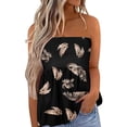 thumbnail image 1 of Tops de tubo ahumados para mujer, Bandeau sin tirantes, estampado plisado, sin mangas, corte entallado, camiseta sin mangas, 1 of 6