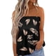 thumbnail image 1 of Tops de tubo ahumados para mujer, Bandeau sin tirantes, estampado plisado, sin mangas, corte entallado, camiseta sin mangas, 1 of 6