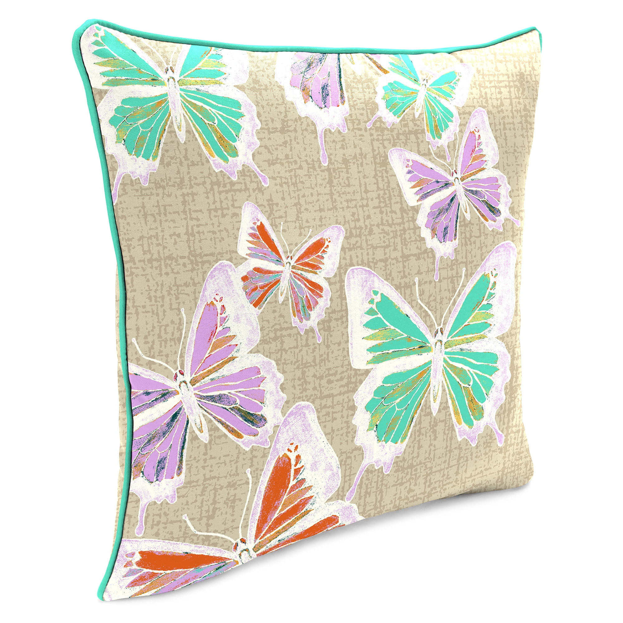 Mainstays Reversible Outdoor Throw Pillow, 16", Multicolor Butterfly