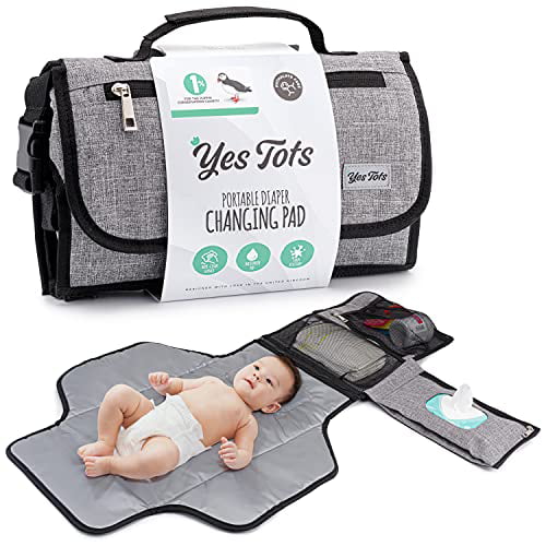 Travel Diaper Changing Clutch has Pockets for Diapers and Wipes; Roomy Internal Pocket Holds Spare Onesie; Removable Shoulder Strap and Stroller Strap Happy Raini Portable Baby Diaper Changing Pad