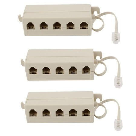 Phono Jack - Unique Bargains 3pcs 5 Way Outlet 6P4C RJ11 Telephone Phone Modular Jack Line Splitter Adapter