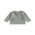 thumbnail image 1 of Kids Solid Color Coat V-Neck Long Sleeve Buttons Cardigan Jacket with Pockets Gray/Orange 0-24 Months, 1 of 6