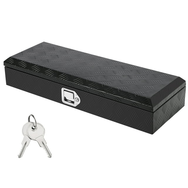 Aluminum Truck Bed Toolbox, Lockable Diamond Plate Tool Box Chest for Truck Pickup Beds Weatherproof & Durable Storage for Tools